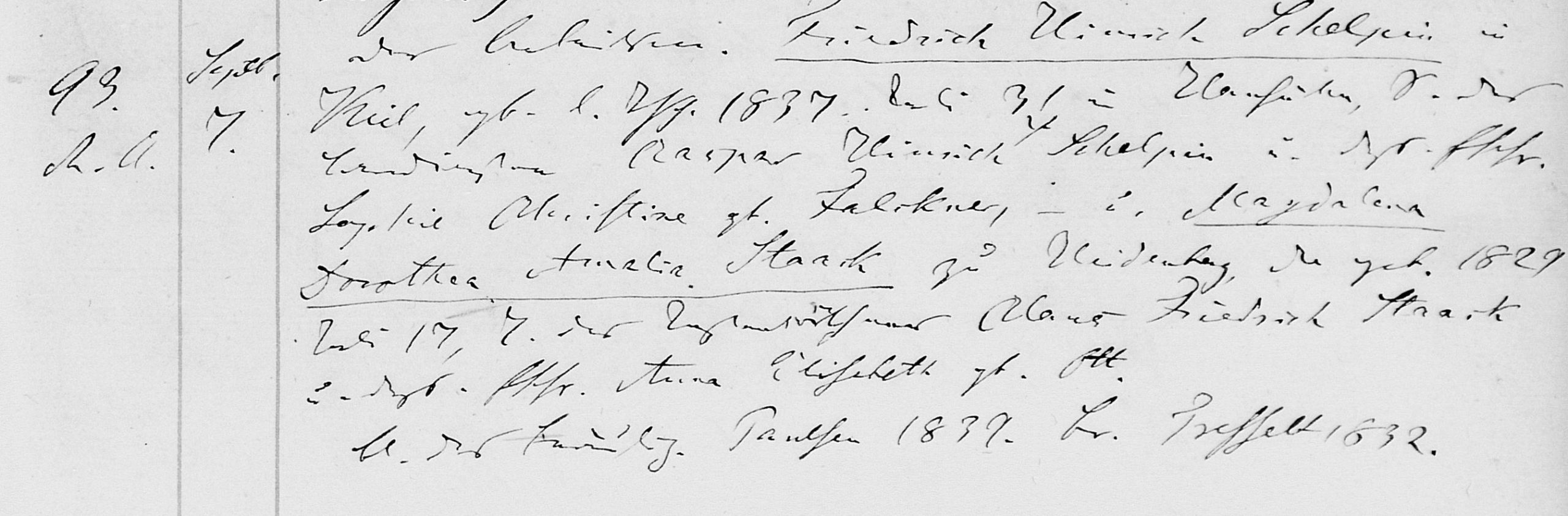 Auszug aus dem Kirchenbuch St Nicolai in Kiel von 1862 - Eheschließung Heinrich Schelpien und Magdalena Dorothea Staack Auszug aus einem Kirchenbuch in Sütterlin-Schrift / Deutsche Kurrent, sehr alt