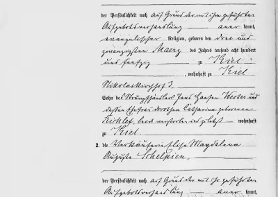 Faksimile einer handschriftlichen Urkunde aus dem Jahr 1891, Vorderseite