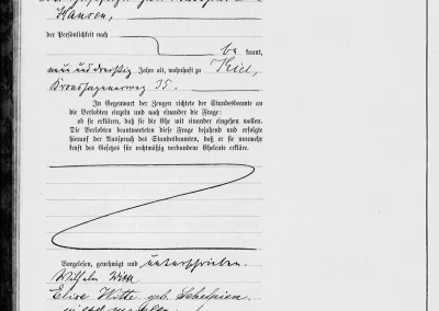 Faksimile einer handschriftlichen Urkunde aus dem Jahr 1894, Rückseite
